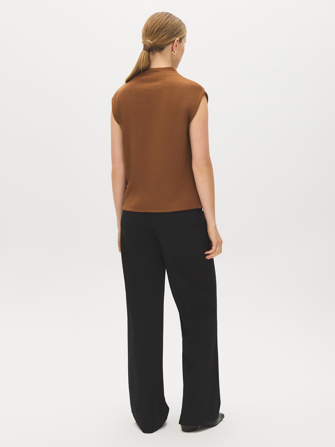 Bison Sleeveless Mock Neck Sweater Top - Back View - Suzy Shier