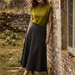 Charcoal Cable Knit Midi Skirt - Woman Wearing Textured Knit Skirt - Suzy Shier