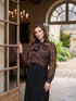 Leopard Print Organza Tie Neck Blouse - Woman Wearing Sheer Animal Print Top - Le Chateau