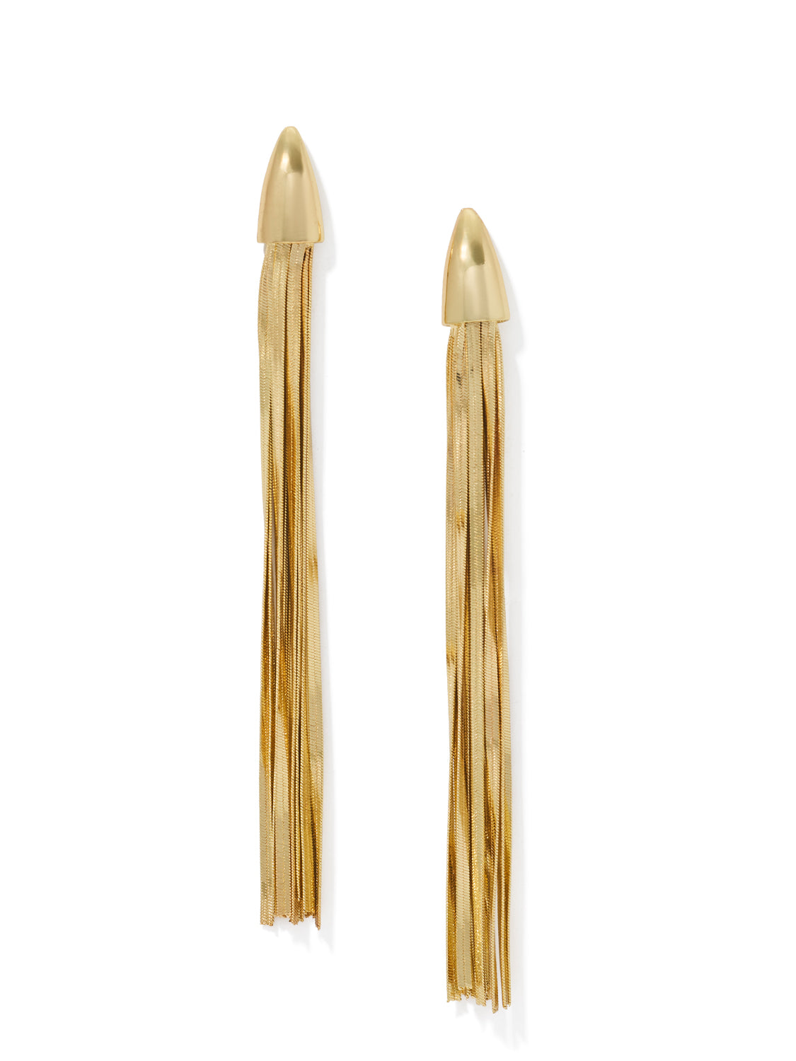 Silver Linear Snake Chain Tassel Earrings - Full View - Suzy Shier