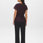 Midnight Plum Boat Neck Popover Top with Lace Trim - Back View - Suzy Shier