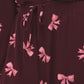 Burgundy Bows Print Pajama Set - Close-up Waist Detail - Suzy Shier