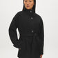 Taupe Melange Faux Wool Short Wrap Coat with Funnel Neck - Woman Wearing Tailored Outerwear - Suzy Shier