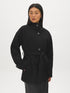 Taupe Melange Faux Wool Short Wrap Coat with Funnel Neck - Woman Wearing Tailored Outerwear - Suzy Shier