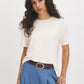 Jet Black Relaxed Fit Jersey T-Shirt with Side Slits - Front View - Suzy Shier