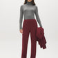 Merlot Mid-Rise Straight Leg Trousers - Woman Wearing Tailored Office Pants - Suzy Shier
