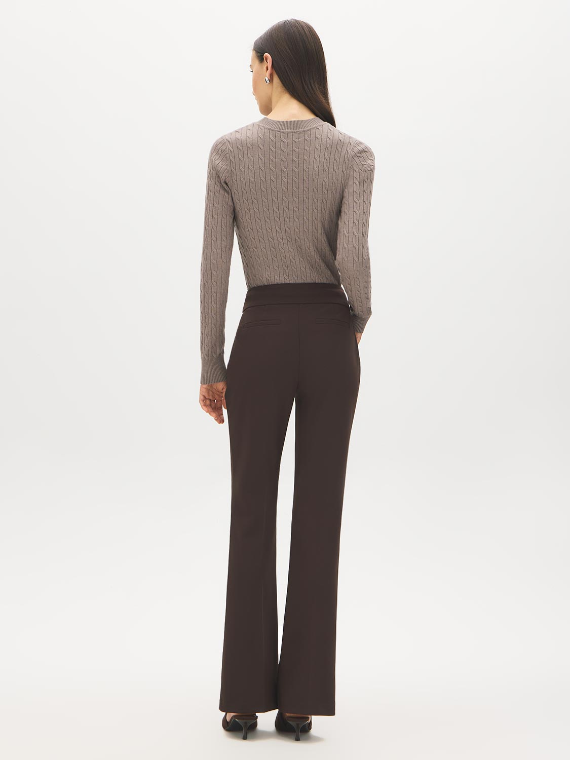 Coffee Fit & Flare Pull-On Knit Pants - Back View - Suzy Shier