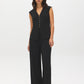 Black Wide-Leg Crepe Pull-On Pants - Woman Wearing Seam Detail Trousers - Suzy Shier