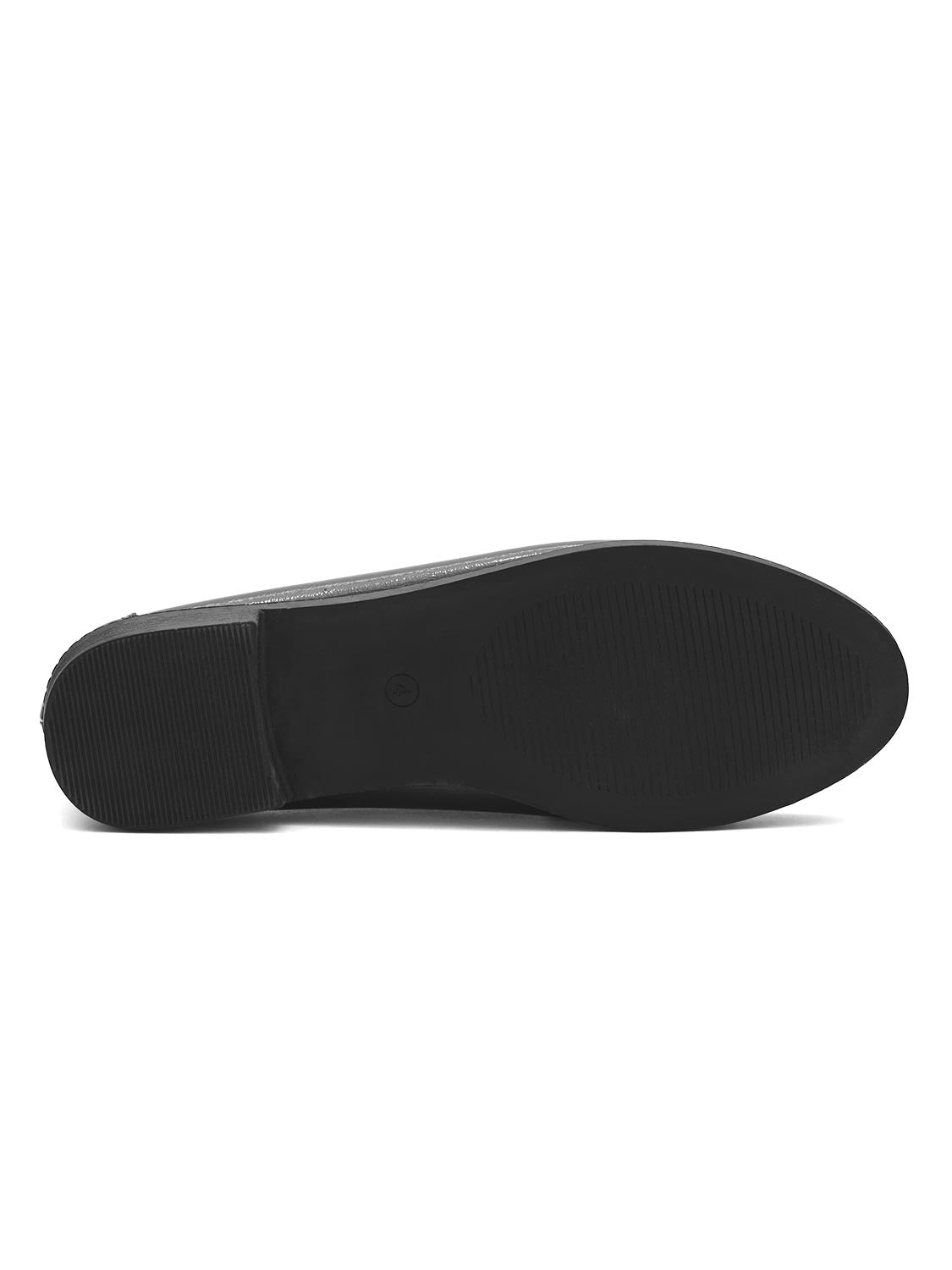 Black Faux Leather Penny Loafer - Sole Detail - Suzy Shier