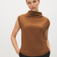 Bison Sleeveless Mock Neck Sweater Top - Woman Wearing Soft Knit Top - Suzy Shier