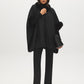 Black Knit Cape with Faux Fur Trim - Front View - Suzy Shier