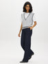 Grey Melange Crew Neck Jersey Top with Hacci Vest - Front View - Suzy Shier