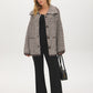 Coffee/Beige Melange Chunky Jacquard Cardigan - Front View - Suzy Shier