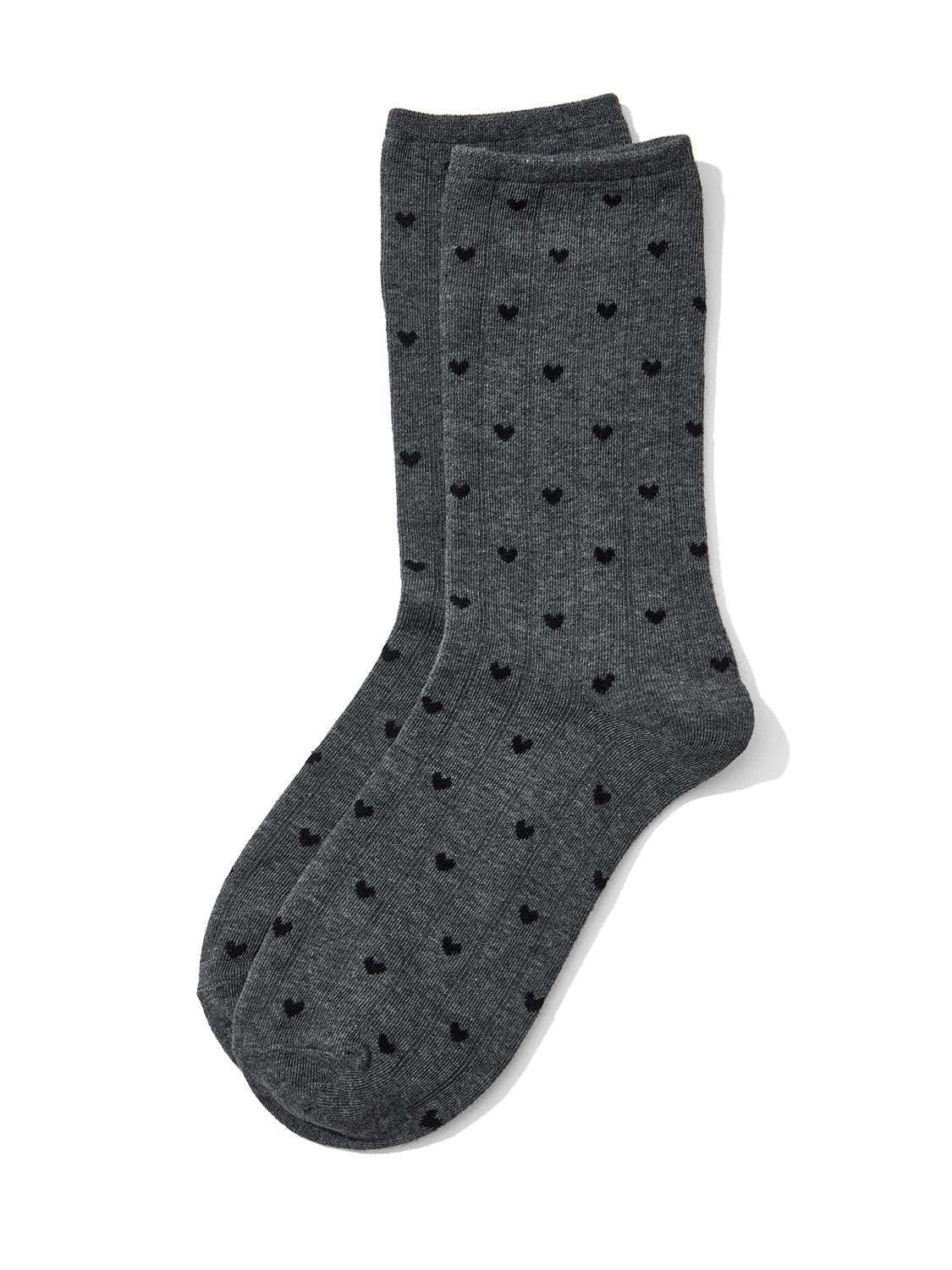 Black/White Mini Heart Knit Socks - Front View - Suzy Shier
