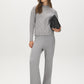 Cloud Gray Diagonal Stitch Mock Neck Sweater - Front View - Suzy Shier