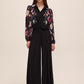 Black Print Placement Floral Blouse - Front View - Le Chateau