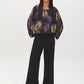 Prune Floral Mesh Bubble Top with Balloon Sleeves - Front View - Suzy Shier