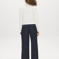 White/Grey/Black Argyle Intarsia Crew Neck Cardigan - Back View - Suzy Shier