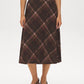 Brown Plaid Hacci Knit Pull-On Skirt - Front View - Suzy Shier