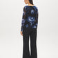 Jet Black Floral Mesh Boat Neck Top - Back View - Suzy Shier