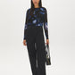 Jet Black Floral Mesh Boat Neck Top - Front View - Suzy Shier