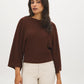 Chocolate Fondant Ribbed Shaker Stitch Sweater - Side Profile View - Suzy Shier