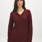 Zinfandel Cable Knit V-Neck Sweater - Woman Wearing Textured Knit Top - Suzy Shier