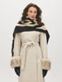 Black/Beige Soft Brushed Geo Pattern Scarf - Woman Wearing Cozy Geometric Scarf - Suzy Shier