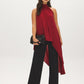 Lipstick Asymmetrical Mesh Halter Top - Full Front View - Suzy Shier