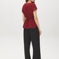 Midnight Plum Boat Neck Popover Top with Lace Trim - Back View - Suzy Shier