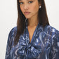 Oceana Printed Pussy Bow Blouse - Collar Detail - Suzy Shier