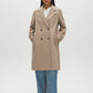 Latte Double-Breasted Faux Wool Coat - Front View - Suzy Shier