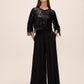 Black Sequin Fringe Bolero Cover Up - Full Front View - Le Chateau