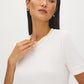White Pearl-Detail Crew Neck Sweater Top - Collar Detail - Suzy Shier