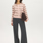 Pink/Brown/Ivory Striped Button-Front Cardigan - Front View - Suzy Shier