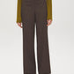 Dark Brown Pull-On Wide-Leg Pants with Belt Loops - Front View - Suzy Shier