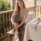 Lt Grey Sleeveless Crew Neck Shell Top with Side Pleats - Suzy Shier