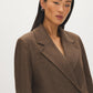 Latte Double-Breasted Faux Wool Coat - Close-up Collar Detail - Suzy Shier
