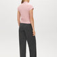 Zephyr Mock Neck Ribbed Top with Side Ruching - Back View - Suzy Shier