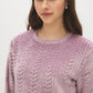 Lalic Braid Pattern PJ Set - Close-up Top Detail - Suzy Shier