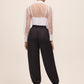 Black Satin Balloon Leg Pant - Back View - Le Chateau