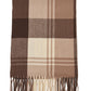 Brown/Beige Plaid Scarf with Fringes - Full View - Suzy Shier