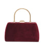 Burgundy Woven Velour Bag with Gold Top Handle - Structured Evening Accessory - Le Chateau