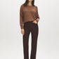 Coffee Bean Straight Leg Colored Denim Pant - Woman Wearing Five-Pocket Denim - Suzy Shier
