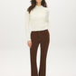 Ivory Mock Neck Sweater with Ribbed Trim - Front View - Suzy Shier