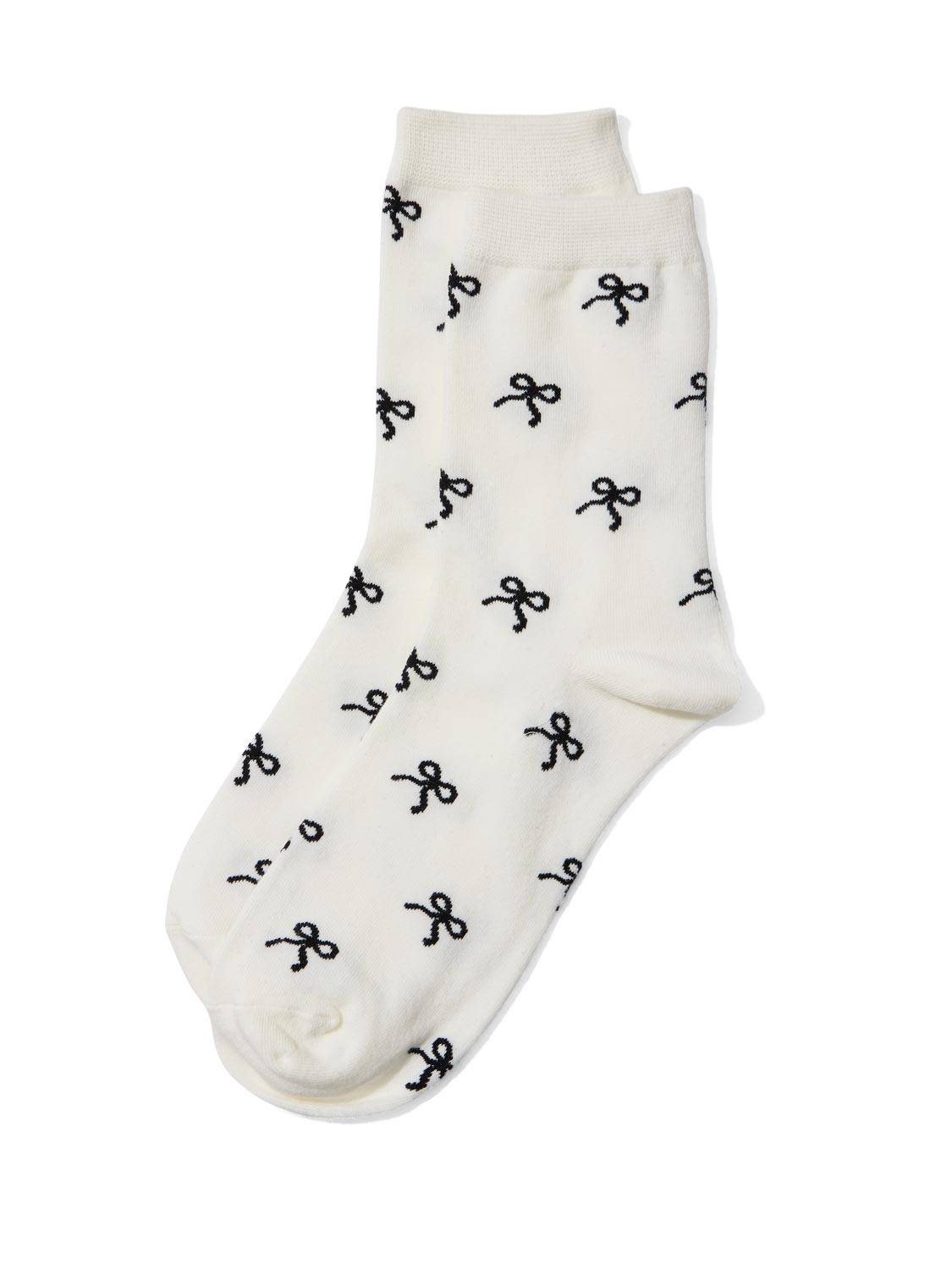 Black/White Bow Detail Knit Socks - Front View - Suzy Shier