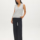 Light Grey Mix V-Neck Ribbed Sweater Vest - Front Full View - Suzy Shier