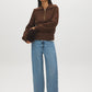 Orzo Brown Quarter-Zip Cable Knit Sweater - Front View - Suzy Shier