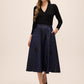 Sapphire/Black Baroque Jacquard Flared Skirt - Front View - Le Chateau