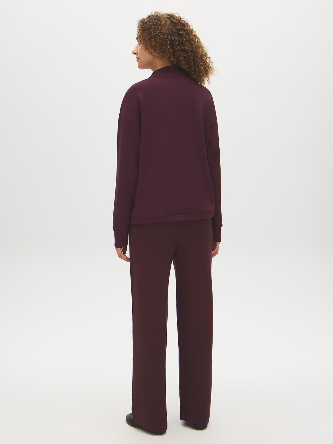 Winetasting Boxy Cowl Neck Fleece Top - Back View - Suzy Shier